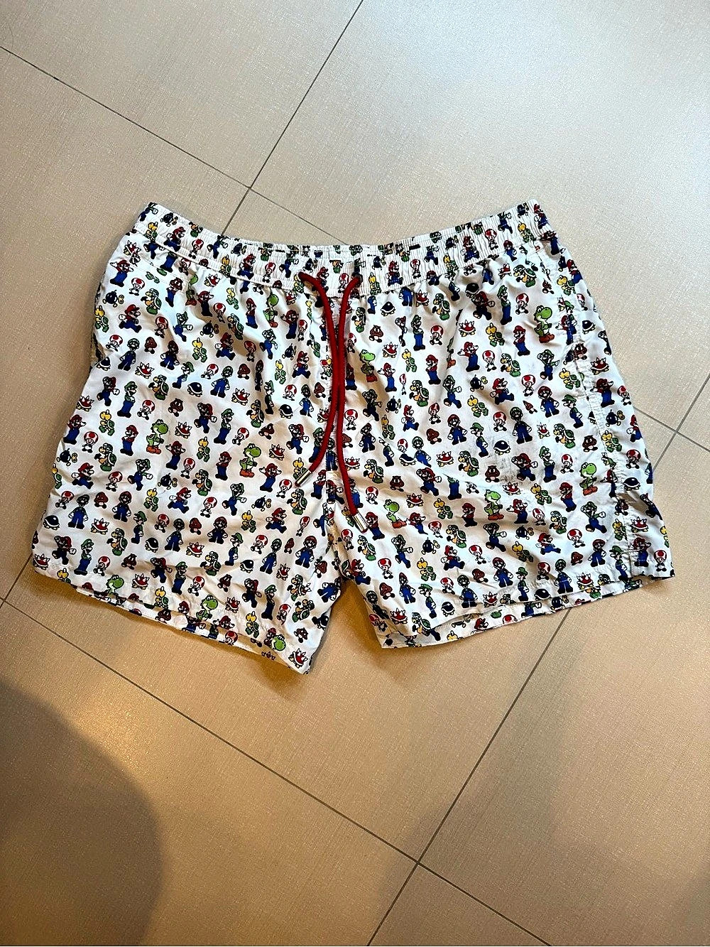 MC2 Saint Barth Super Mario Print Swim Trunks Men's White